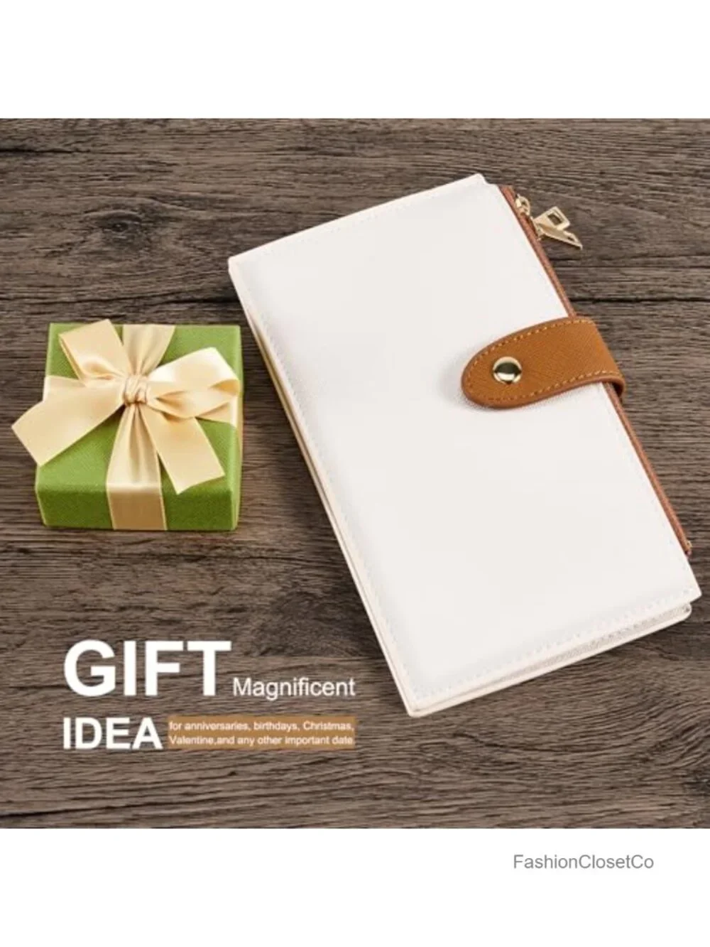 RFID Blocking Bifold Leather Wallet with Zipper and 15 Card Slots